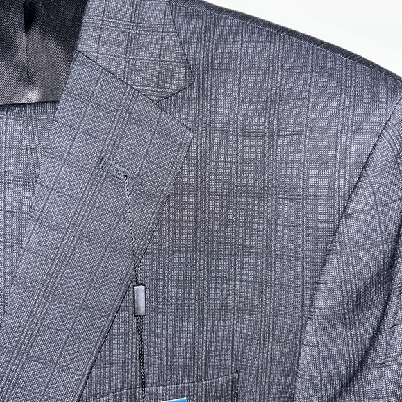 NWT Men's 40R Charcoal Plaid Kenneth Cole 2 Piece Suit - Picture 2 of 6